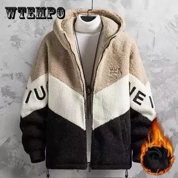 Зимняя мужская кашемировая куртка с капюшоном, плюс бархатная подбитая теплая куртка для молодежи 3XL