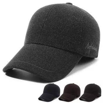 Зимняя мужская кепка, теплая, для среднего возраста, толстая бархатная кепка для защиты ушей, бейсболка серый