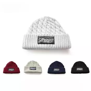 Зимняя мужская корейская шерстяная шапка, зимняя, полностью вязаная, с дынным принтом, теплая шапка с рукавами для головы и головы average size, elastic 55-58cm