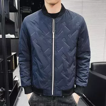 Зимняя мужская куртка большого размера с хлопковой подкладкой, корейская версия модного повседневного утолщенного короткого хлопкового топа для мужчин среднего и молодого возраста M красный