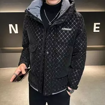 Зимняя мужская куртка бомба, пальто, мужская куртка, уличная мужская повседневная ветрозащитная куртка с капюшоном 90, парка на белом утином пуху, мужское пальто M