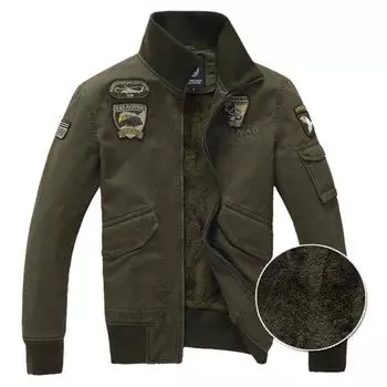 Зимняя мужская куртка флисовая утолщенная куртка Air Force One большого размера мужская вышитая нашивка тулинга куртка M хаки
