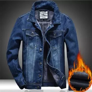 Зимняя мужская куртка и пальто, теплая флисовая джинсовая куртка, модные мужские джинсовые куртки, верхняя одежда, мужской ковбо Chinese size XXL королевский синий