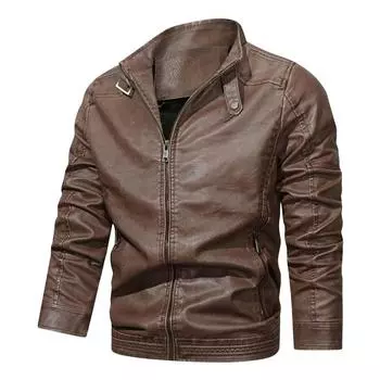 Зимняя мужская куртка из искусственной кожи, европейская и американская мотоциклетная одежда, современный крутой парень, плюс бархатная кожаная куртка для мужчин