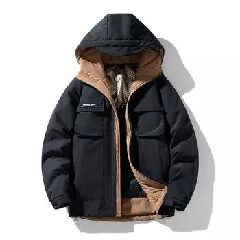 Зимняя мужская куртка-пуховик большого размера, мужская свободная водонепроницаемая куртка большого размера, теплая белая куртка-пуховик для мужчин XL чёрный