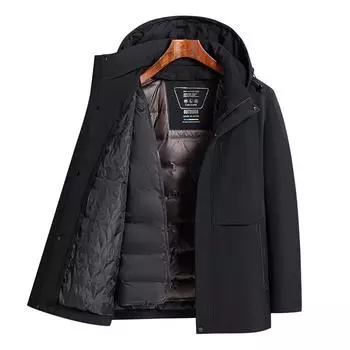 Зимняя мужская куртка-пуховик, деловая, повседневная, с капюшоном, одежда для среднего возраста, куртка-пуховик Take-off Liner, мужская куртка 175