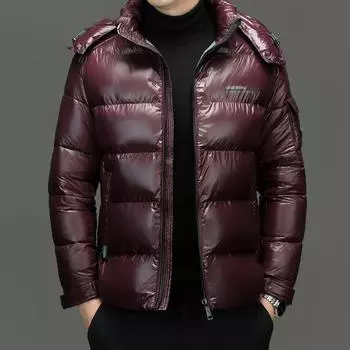 Зимняя мужская куртка-пуховик, модная глянцевая водонепроницаемая короткая куртка-пуховик, мужская легкая парка Snowski White Duck Down S чёрный