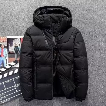 Зимняя мужская куртка, пуховик, ветровка, верхняя одежда, пальто, парка, теплое пальто, мужская пуховая куртка, большие размеры 3XL чёрный