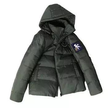 Зимняя мужская куртка с хлопковой подкладкой, антистатическая подкладка на молнии и нашивка, холодостойкое пушистое пальто с капюшоном M зелёный