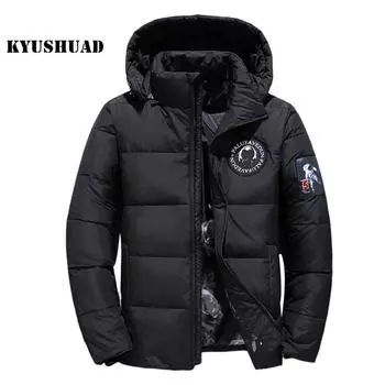 Зимняя мужская куртка с хлопковой подкладкой, антистатическая подкладка на молнии и нашивка, холодостойкое пушистое пальто с капюшоном 3XL синий