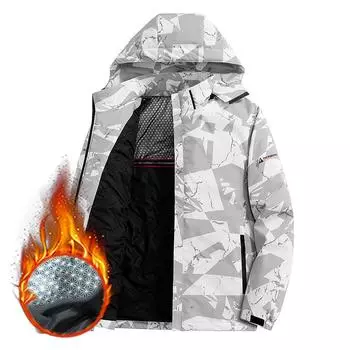 Зимняя мужская куртка с толстым флисом и капюшоном, уличная хлопковая куртка, ветрозащитная, утепленная, повседневная мужская верхняя одежда из хлопка XXXXXL белый