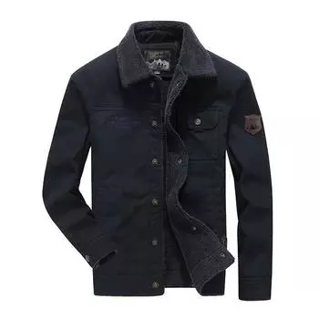Зимняя мужская куртка среднего возраста из чистого хлопка плюс бархатное утолщенное хлопковое пальто мужская свободная куртка большого размера с хлопковой подкладкой M