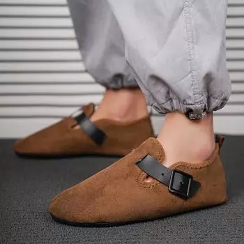 Зимняя мужская мода для отдыха, камерные лоферы, а также хлопковые тапочки, мужские слипоны оверсайз. 42-43 серый