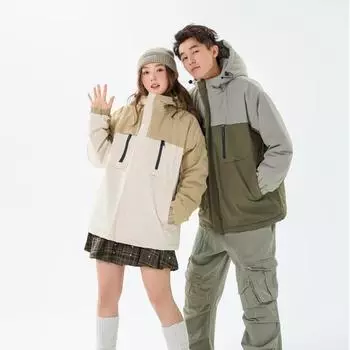 Зимняя мужская мода с капюшоном парки толстые свободные теплая водонепроницаемая куртка для пары XL чёрный