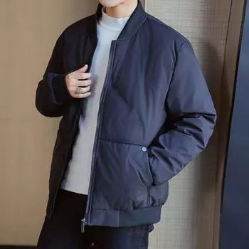 Зимняя мужская модная куртка с бейсбольным воротником на хлопковой подкладке Зимняя повседневная куртка с хлопковой подкладкой M