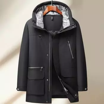 Зимняя мужская новая куртка-пуховик 90% белый утиный пух повседневная теплая зимняя куртка с капюшоном L