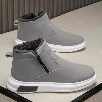 Зимняя мужская обувь 2024 года, модная и универсальная, для подростков, бархатная, теплая, из хлопка, мужская, повседневная, спортивная, для папы, модная обувь 39 чёрный