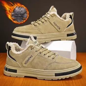 Зимняя мужская обувь флисовая утолщенная водонепроницаемая и нескользящая спортивная обувь ботинки Martin теплые зимние ботинки 39 чёрный