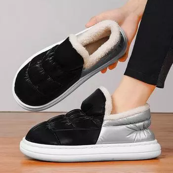 Зимняя мужская обувь, повседневные кроссовки на плоской подошве, мужские лоферы без шнуровки 6.5 чёрный