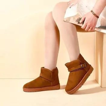 Зимняя мужская обувь, зимние ботинки, высокие, без застежек, с хлопковой подкладкой, водонепроницаемые, теплые, бархатные, утолщенные, женские, хлопковые ботинки 36 коричневый