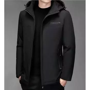 Зимняя мужская одежда из хлопка для людей среднего и пожилого возраста, деловая, повседневная, темпераментная, с капюшоном, хлопковая, утепленная, мужская, увеличенная, одежда для пап XL чёрный