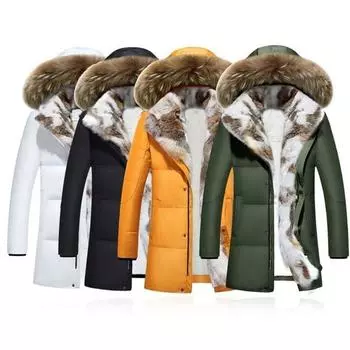 Зимняя мужская одежда, куртка из кроличьего меха, большие размеры для любителей, утепленная куртка с капюшоном из кроличьего меха XS-5XL XXXXXL белый