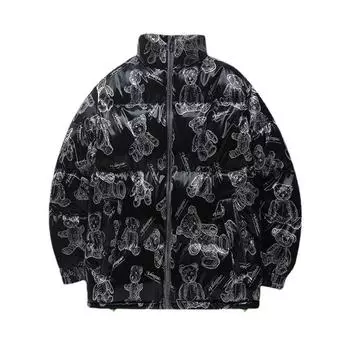 Зимняя мужская одежда с хлопковой подкладкой Повседневная одежда с хлопковой подкладкой Двусторонняя теплая одежда с хлопковой подкладкой S чёрный