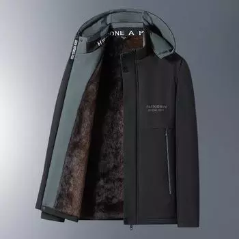 Зимняя мужская одежда с хлопковой подкладкой Простая модная повседневная одежда с хлопковой подкладкой Плюс утолщение из бархата для сохранения тепла для мужчин XS чёрный