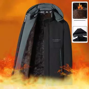 Зимняя мужская одежда с хлопковой подкладкой Простая модная повседневная одежда с хлопковой подкладкой Плюс утолщение из бархата для сохранения тепла для мужчин 5XL чёрный