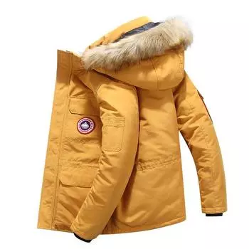 Зимняя мужская одежда с капюшоном на хлопковой подкладке — ветронепроницаемая, морозостойкая и теплая, повседневные и свободные куртки больших размеров на хлопковой подкладке. M