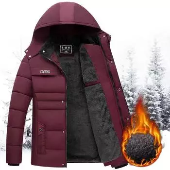 Зимняя мужская одежда среднего и пожилого возраста, зимняя одежда для папы, новая плюшевая одежда на утепленном пуху с хлопковой подкладкой XL чёрный