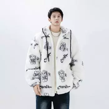 Зимняя мужская овечья шерсть, модный тренд, свободная куртка из овечьей шерсти, модная куртка M
