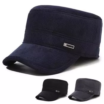 Зимняя мужская плоская кепка, толстая теплая бархатная кепка, защита ушей, капитанская кепка серый