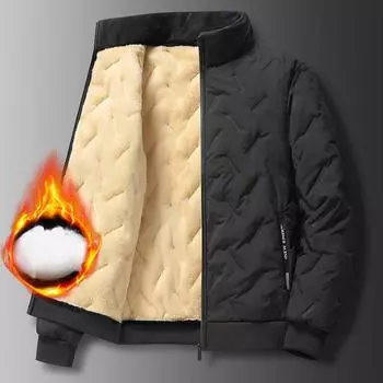 Зимняя мужская повседневная куртка с воротником-стойкой, ультразвук, стеганая куртка из овечьей шерсти, модная, свободная, теплая и пушистая, утолщенная L