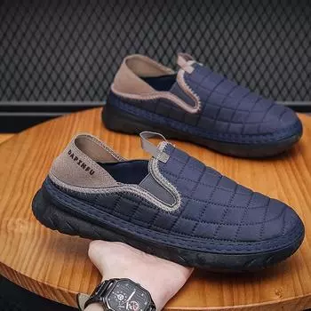 Зимняя мужская повседневная обувь Slip-On Lazay Shoes Outdoor Soft Soled Comfortable Non-Slip Low-Top Loafers Shoes Men 2 Ways To Wear 39 синий