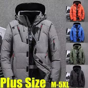 Зимняя мужская пуховая куртка Мужская короткая спортивная утолщенная теплая молодежная куртка больших размеров 5XL чёрный