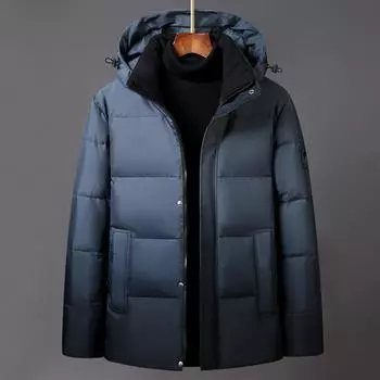 Зимняя мужская пуховая куртка с постепенным изменением цвета, с капюшоном, на утином пуху, теплая, толстая мужская пуховая куртка M