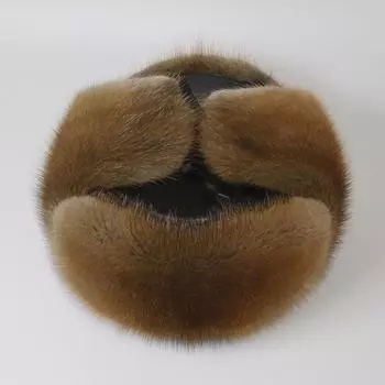 Зимняя мужская шапка-бомбер из натурального меха норки, натуральная овчина, кожаные шапки, теплая толстая шапка из натурального меха норки для мужчин 55cm-57cm чёрный