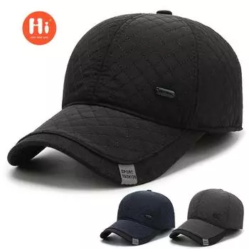 Зимняя мужская шапка для защиты ушей бейсболка с утиным язычком осенне-зимняя теплая утолщенная шапка кепка adjustable чёрный