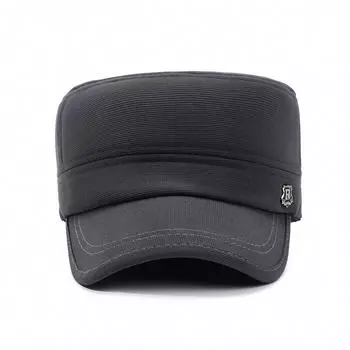 Зимняя мужская шапка для защиты ушей среднего и пожилого возраста, шапка с плоским верхом, сезонная шерстяная теплая и морозостойкая шапка, хлопковая шапка для пожилых людей Adjustable серый