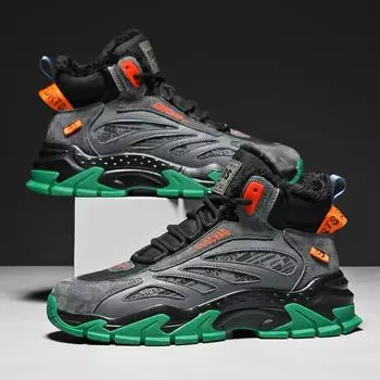 Зимняя мужская спортивная обувь 2025 года с добавлением хлопка, теплая повседневная обувь для снега, модные кроссовки для бега на открытом воздухе 39