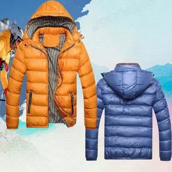 Зимняя мужская стеганая куртка, модная хлопковая термальная толстая парка, мужская повседневная верхняя одежда, ветровки с капюшоном, пальто, теплая одежда M чёрный