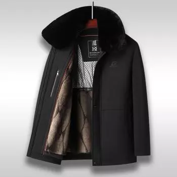 Зимняя мужская стеганая куртка средней и длинной длины с меховым воротником из норки Take-off Liner Pie Overcome стеганая куртка Dad стеганая куртка для мужчин 175 чёрный