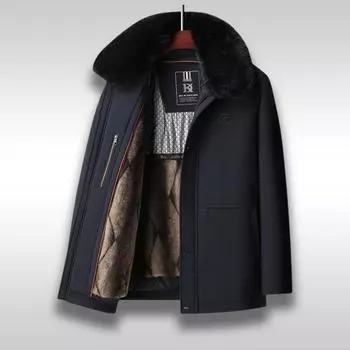 Зимняя мужская стеганая куртка средней и длинной длины с меховым воротником из норки Take-off Liner Pie Overcome стеганая куртка Dad стеганая куртка для мужчин 175 чёрный