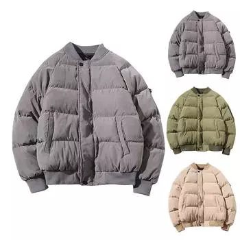 Зимняя мужская свободная утолщенная хлопковая стеганая куртка с однотонным воротником XXXXXL армия зеленый