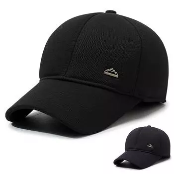 Зимняя мужская теплая кепка, защитная кепка для ушей, бейсболка для среднего возраста, кепка для активного отдыха из плотного хлопка темно-синий