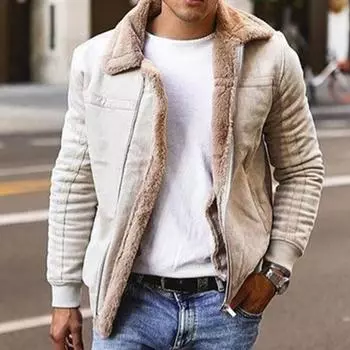 Зимняя мужская теплая кожаная куртка большого размера, толстое пальто M чёрный