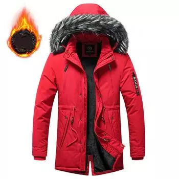 Зимняя мужская теплая куртка мужская хлопковая ветрозащитная повседневная парка куртка пальто мужская меховой воротник утолщенная верхняя одежда съемная шапка куртка S жёлтый