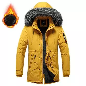 Зимняя мужская теплая куртка мужская хлопковая ветрозащитная повседневная парка куртка пальто мужская меховой воротник утолщенная верхняя одежда XXXL чёрный