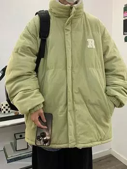 Зимняя мужская теплая новая хлопковая куртка с длинными рукавами с плюшевой и утолщенной хлопковой курткой из овечьей шерсти Зимняя мужская куртка S